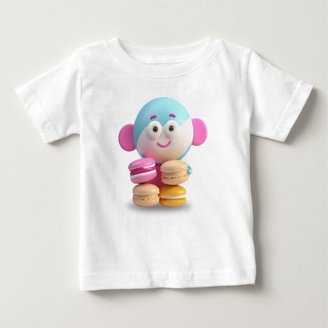 Barnkläder för färglöst Cute Macaron T Shirt (Framsida)