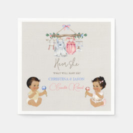 Barnkläder Gender Reveal Ivory Rosa Blue Pappersservett