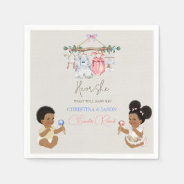 Barnkläder Gender Reveal Ivory Rosa Blue Pappersservett