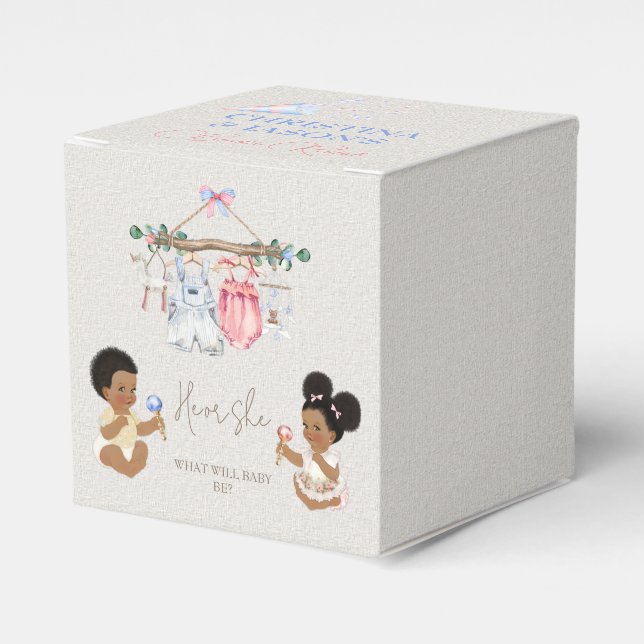 Barnkläder Gender Reveal Ivory Rosa Blue Presentaskar (Framsidan Sidan)