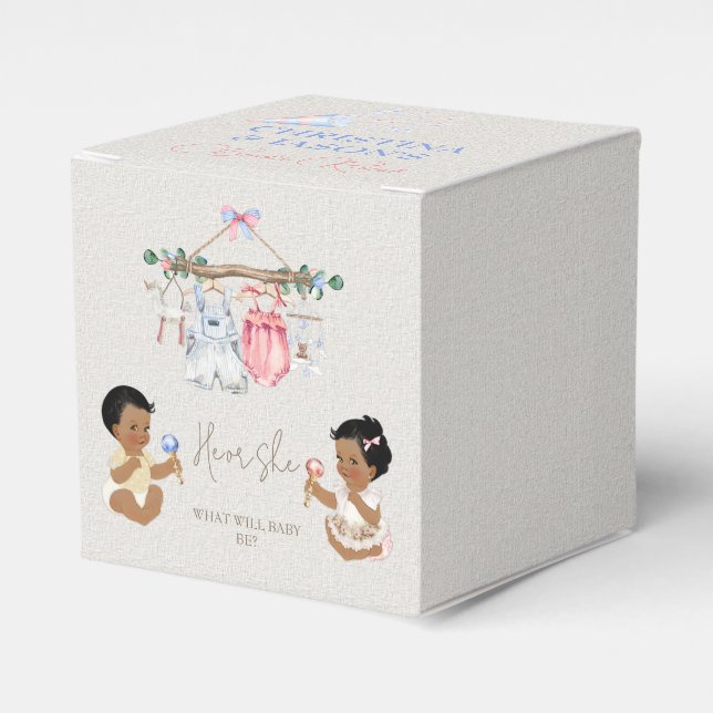 Barnkläder Gender Reveal Ivory Rosa Blue Presentaskar (Framsidan Sidan)