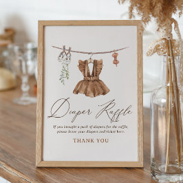 Barnkläder Girl Baby Shower Diaper Raffle Sign Poster