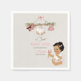 Barnkläder Girl Baby Shower Ivory Rosa Pappersservett