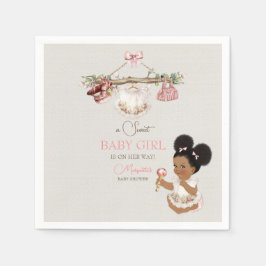 Barnkläder Girl Baby Shower Ivory Rosa Pappersservett