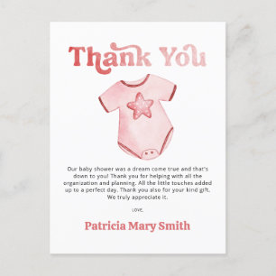 Barnkläder Rosa Girl Baby Shower Tack för ditt kor Vykort