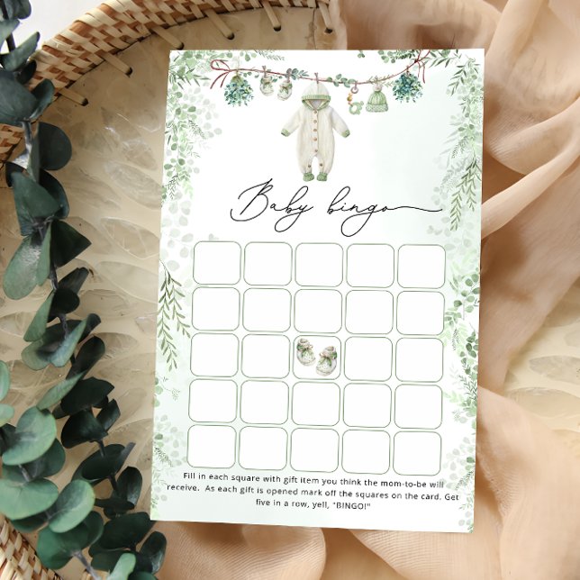 Barnkläders Boho Sage Grönt Baby Bingo Game (Skapare uppladdad)