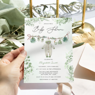Barnkläders Boho Sage Grönt Baby Shower Inbjudningar