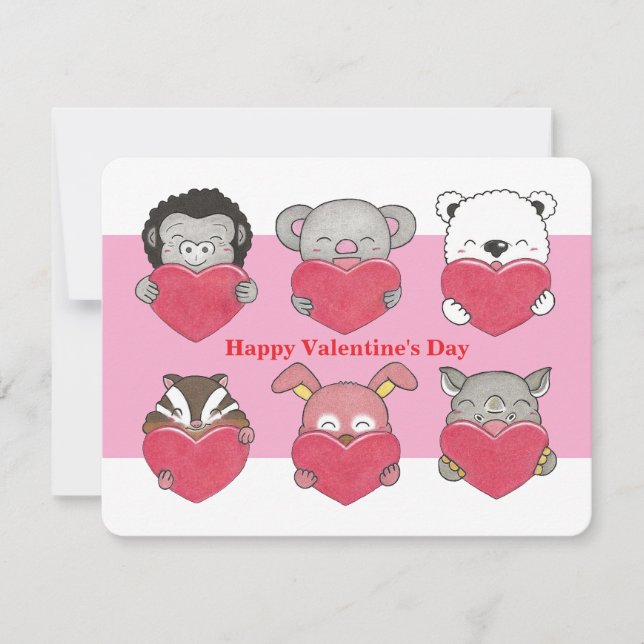 Barnklass Valentina Animal Hearts - platta kort (Framsida)