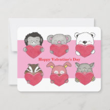Barnklass Valentina Animal Hearts - platta kort