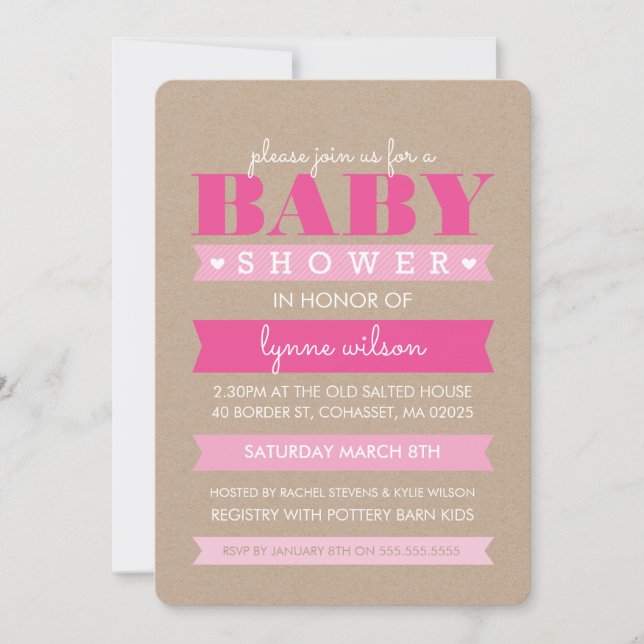 BARNKOMPARATIONS INVITATION modern rustik kraft vi Inbjudningar (Framsida)