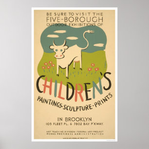 Barnkonst Brooklyn 1938 WPA Poster