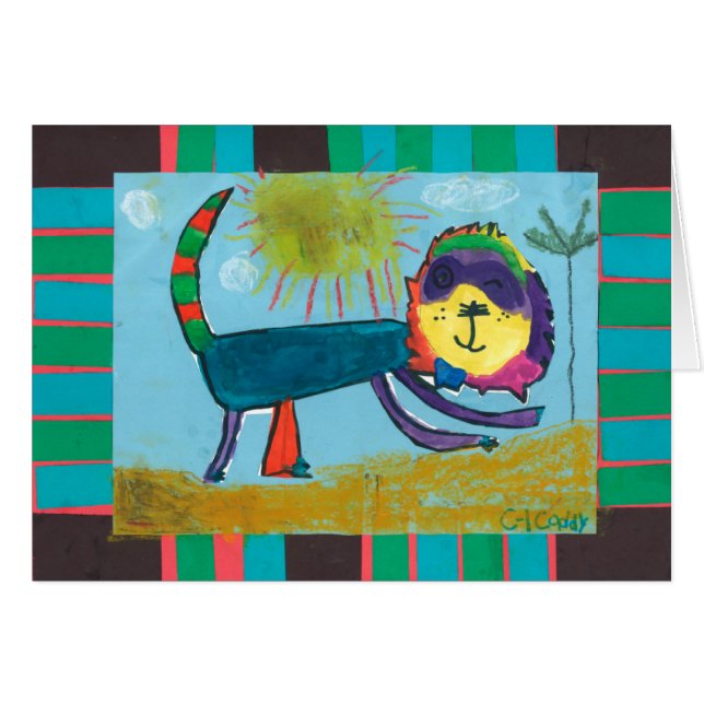 Barnkonst -- Caddieskapelser -- Lejont Hälsningskort (Framsidan Horizontal)