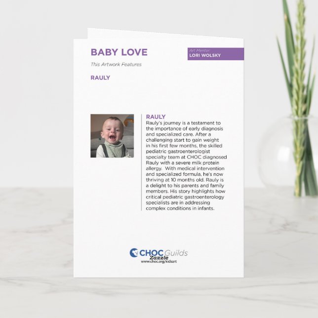 Barnkonst för CHOC - Baby Love Tack Kort (Baksida)