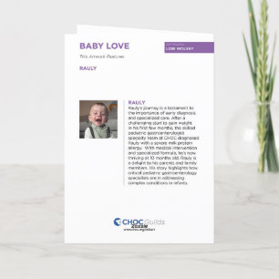 Barnkonst för CHOC - Baby Love Tack Kort