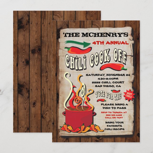 BARNKOOK AV Party Poster Inbjudningar (Fram/baksida)