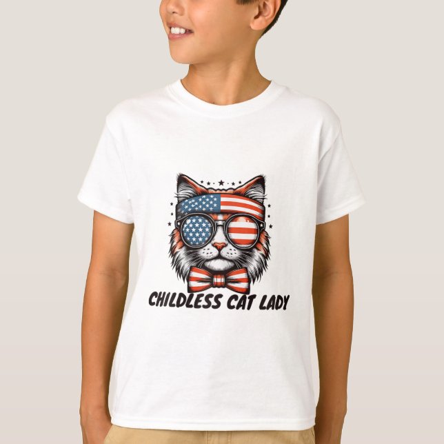 Barnlös Cat Dam, barrt Dam T Shirt (Framsida)