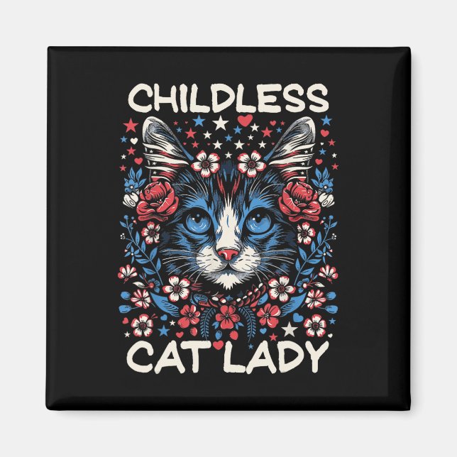 Barnlös Cat Dam Funny Cat Lover 4 Magnet (Framsidan)