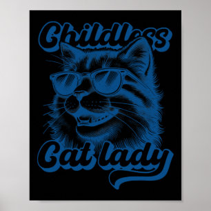 Barnlös Cat Dam Funny Cat Lover Poster