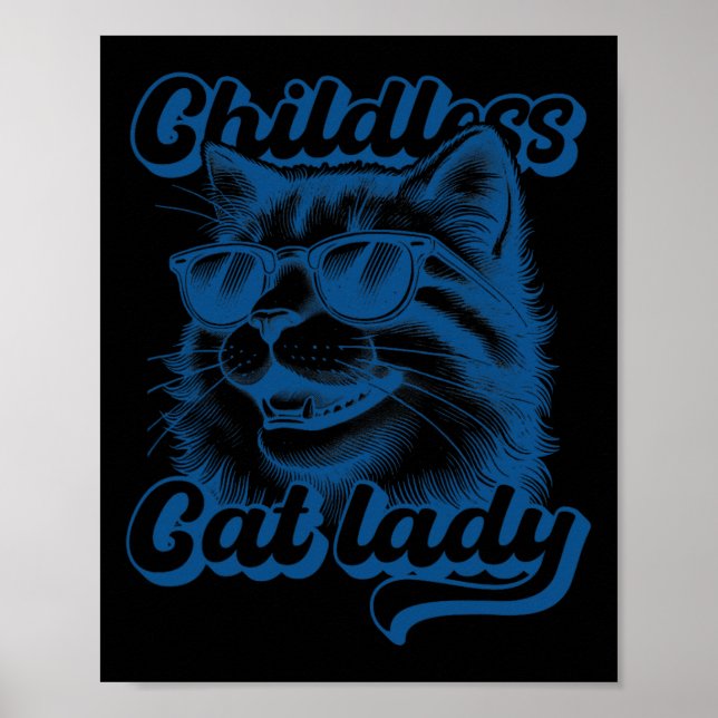 Barnlös Cat Dam Funny Cat Lover Poster (Framsidan)