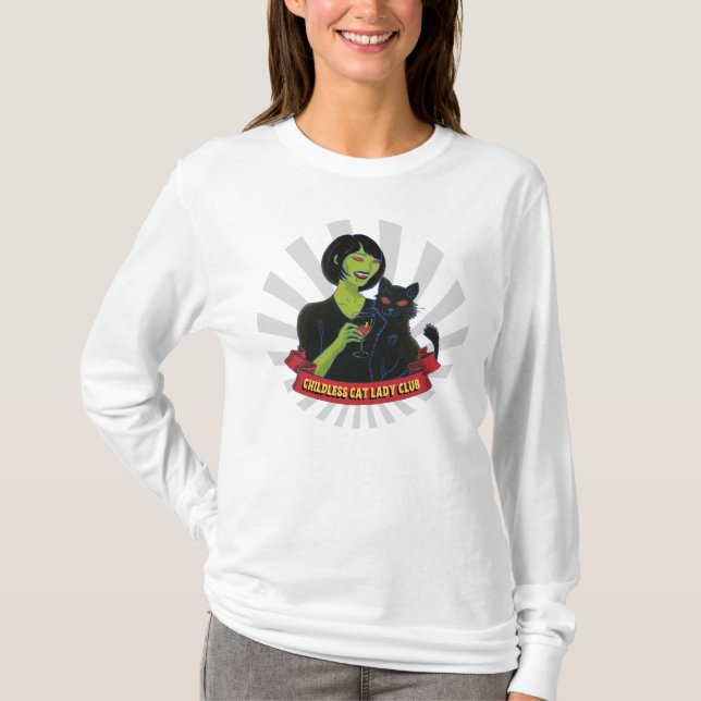 Barnlös Cat Dam Klubb - långlivad t-shirt (Framsida)