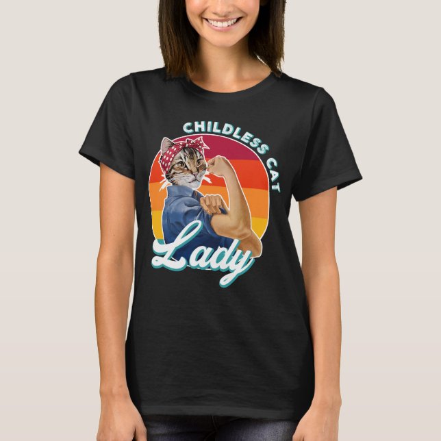 Barnlös Cat Dam T Shirt (Framsida)