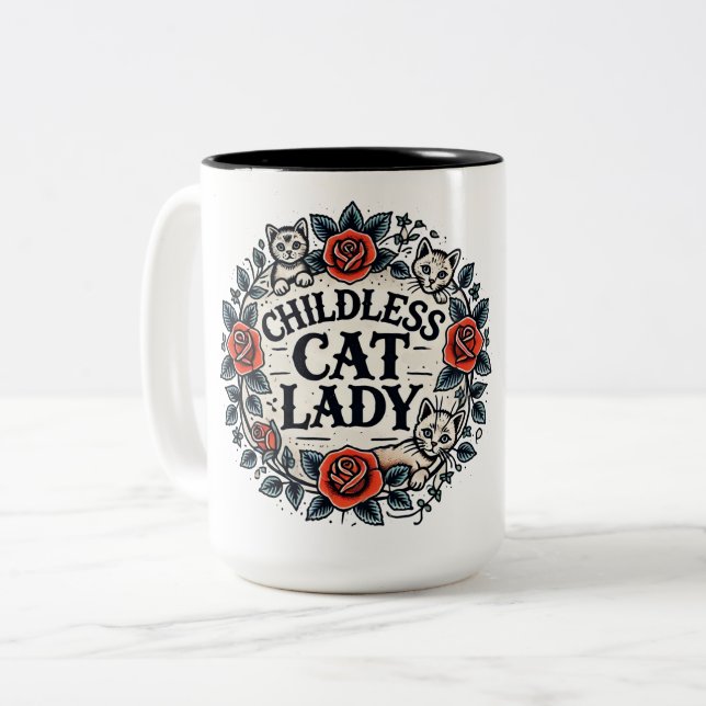 Barnlös Cat Dam Två-Tonad Mugg (Framsida vänster)