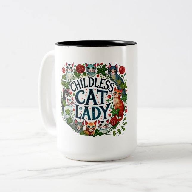 Barnlös Cat Dam Två-Tonad Mugg (Framsida vänster)
