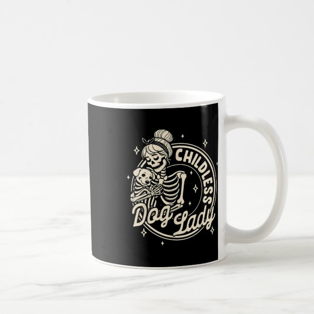 Barnlös Dam Rolig hund Skeleton Halloween Kaffemugg (Höger)