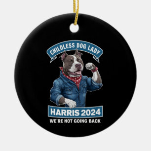 Barnlös hunddam är på väg att rösta Kamala val 202 Julgransprydnad Keramik