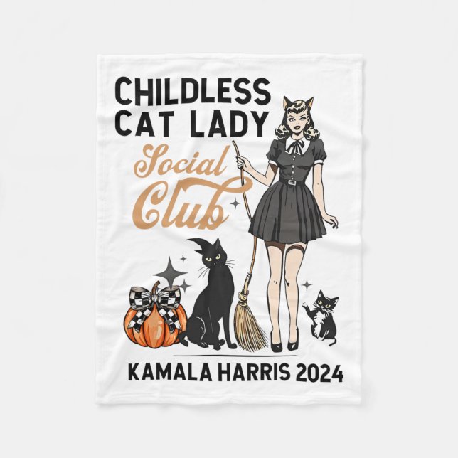 Barnlös Kat Dam Vote Halloween Witches Feminist Fleecefilt (Framsidan)