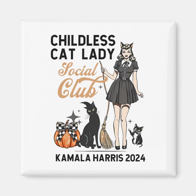 Barnlös Kat Dam Vote Halloween Witches Feminist Magnet (Framsidan)