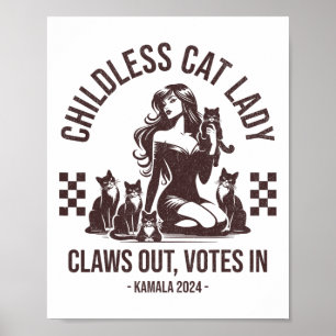 Barnlös Katt Dam Klo ut Poster