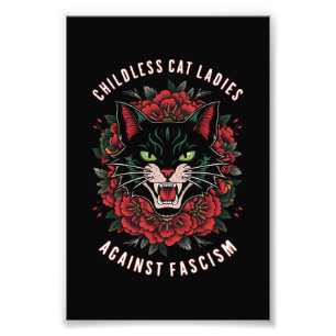 Barnlös Katt Dam mot fascism Fototryck