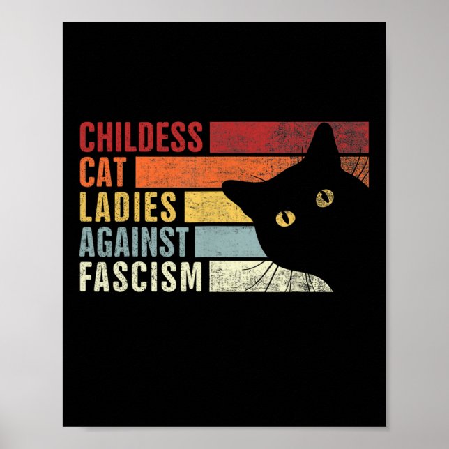 Barnlös katt Dam mot fascismen katt feminist Poster (Framsidan)