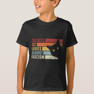 Barnlös katt Dam mot fascismen katt feminist T Shirt