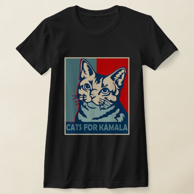 Barnlös kattdam dammsuger Kamala Harris 2024 T Shirt (Laydown)