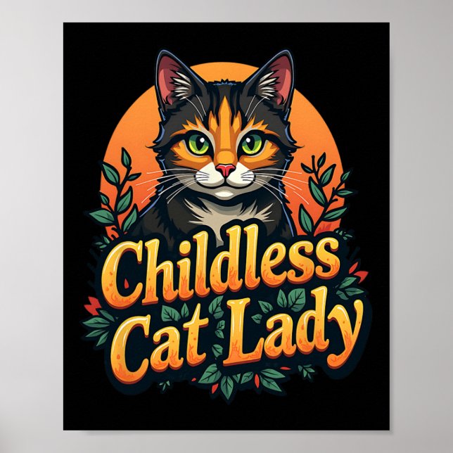 Barnlös kattdam Funny Cat Lover 2  Poster (Framsidan)