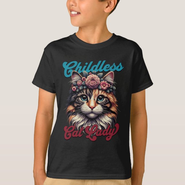 Barnlös kattdam Funny Cat Lover 3  T Shirt (Framsida)