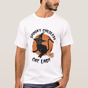 Barnlös kattdam Halloween spöig häxa val T Shirt
