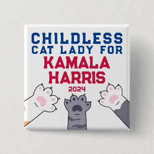 Barnlös kattdam Kamala Harris 2024 kattpotes Knapp