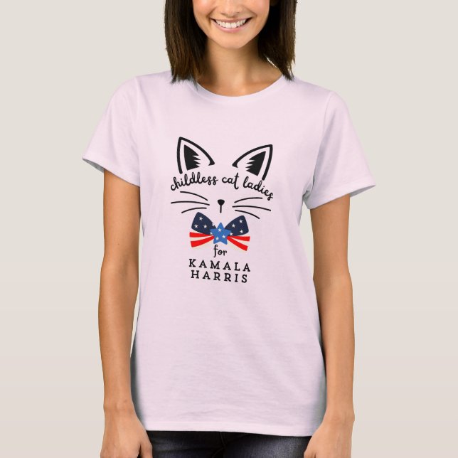 Barnlös kattdam Kamala Harris 2024 President  T Shirt (Framsida)