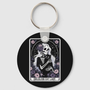 Barnlös kattdam Kawaii gotisk skelett Tarot-kort Nyckelring