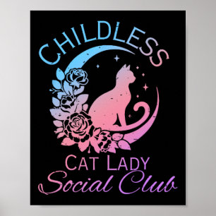Barnlös Kattdam Social Klubb Meme Katt Kamala Poster