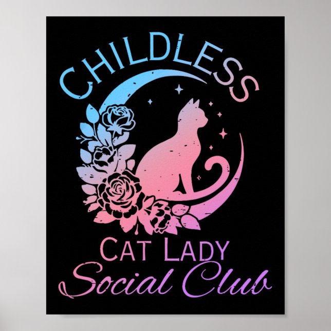 Barnlös Kattdam Social Klubb Meme Katt Kamala Poster (Framsidan)