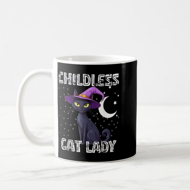 Barnlös kattdam spooky häxa hatt katt svart kaffemugg (Vänster)