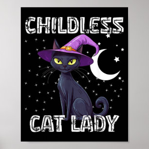 Barnlös Kattdam Svart Spöklik Hekathatt Katt Poster