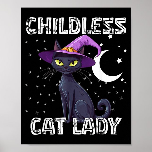 Barnlös Kattdam Svart Spöklik Hekathatt Katt Poster (Framsidan)