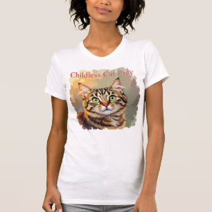 Barnlös kattdam Tabby charm porträtt T Shirt