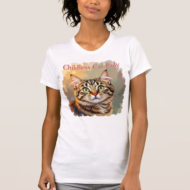 Barnlös kattdam Tabby charm porträtt T Shirt (Framsida)