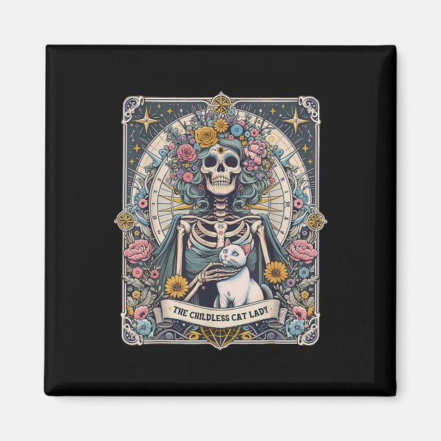Barnlös kattdam tarotkort  magnet (Framsidan)